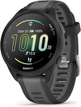 Garmin Forerunner 165, Montre GPS connectée de Running, Noir/Gris, 43mm