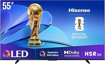 Hisense Smart TV 55 Pouces 55E7Q QLED 4K UHD Téléviseur, Dolby Vision Atmos, Mode Sport IA MEMC, HDR,…