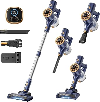 350W/45KPA Aspirateur Balai sans Fil 55min ,pour Sols Durs/Animaux/Voiture